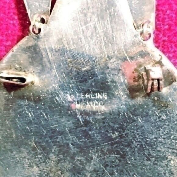 Vintage Taxco Sterling Silver Aztec or Mayan Warrior Tribal Mask Brooch - Picture 5 of 7